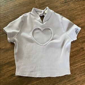 Lilac Ribbed Top with Heart Cutout